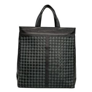 Bottega Veneta Tote Bag Intrecciato 146793 Black X Dark Gray Leather